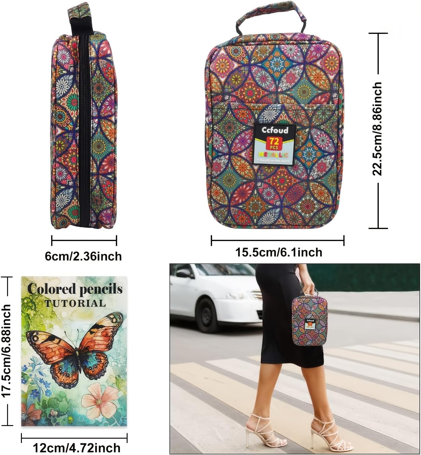 Colouring Pencils,72 Metallic Coloured Pencils Set,Zipper Travel Case,Soft Core,Ideal for Drawing Sketching Shading,Art Supplies for Beginners image number 1