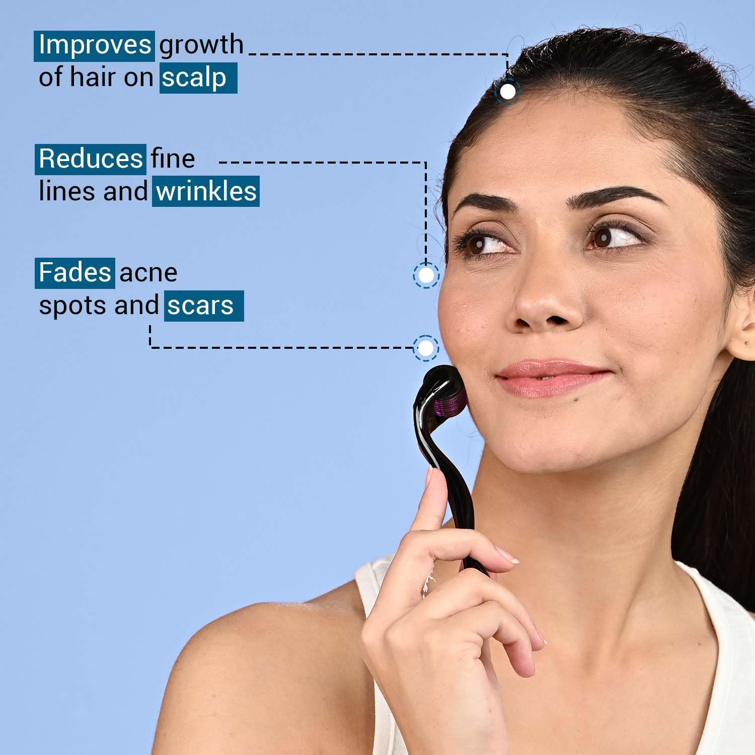 Sotrue Derma Roller for Hair Growth 1 Mm with 540 Stainless Steel Needles Repairs Damaged Hair, Activates Hair Follicles for Hair Fall Hair Thickening Reduces Acne Scars Safe Effective to Use