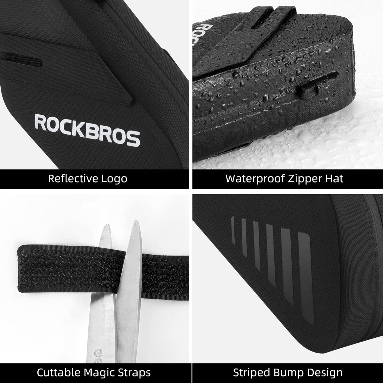 ROCKBROS Bike Saddle Bag Waterproof Bike Seat Bag for Mountain Road Tail Seat Pack Bicycle Top Tube Storage Bag image number 2