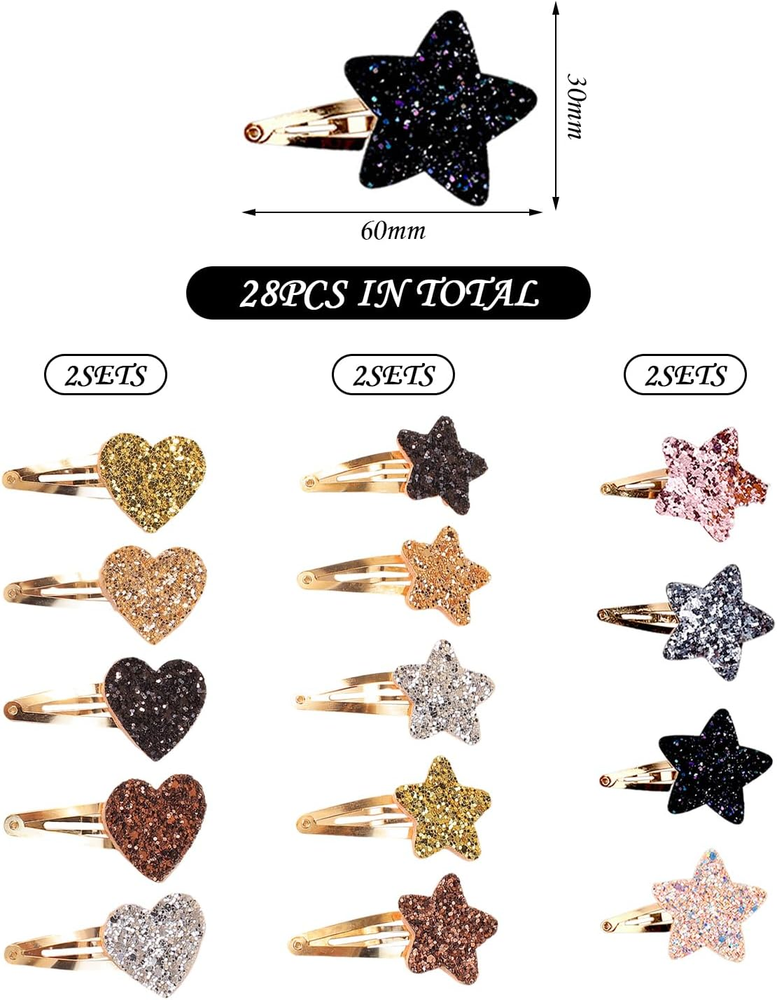 28 Pieces Cute Hair Pins, Sequin Hair Pins, Simple Hair Accessories for Children, Hairstyle Decorations and Hairstyle Design Accessories image number 5