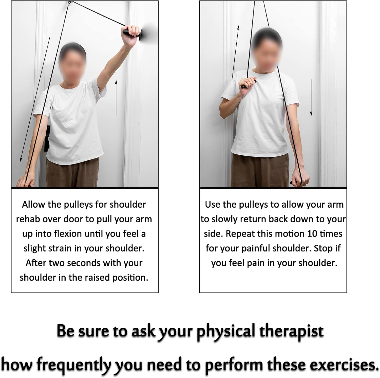 Shoulder Pulley over the Door Physical Therapy System, Exercise Pulley, Alleviate Shoulder Pain and Facilitate Recovery from Surgery - Pink image number 4