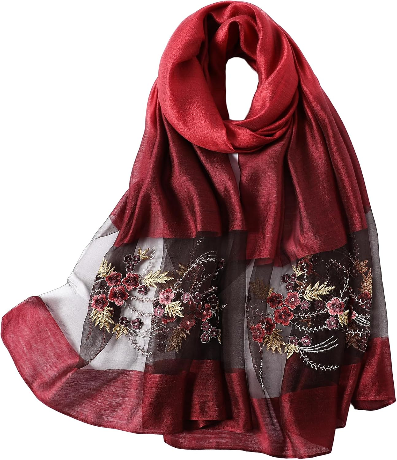 WINCESS.YU Silk Scarf for Women Lightweight Shawls and Wraps for Weddings Fashion Pashmina Shawl Embroidered Scarves