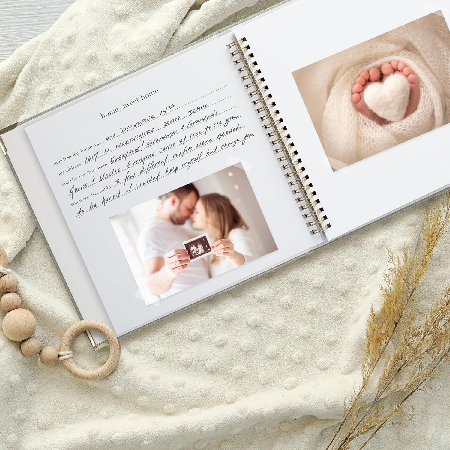 Keepsake Baby Memory Book for Boys and Girls &ndash; Timeless First 5 Year Baby Book &ndash; Gender Neutral Sage Baby Journal Scrapbook or Photo Album - a Milestone Book to Record Every Event from Birth to Age 5 image number 1