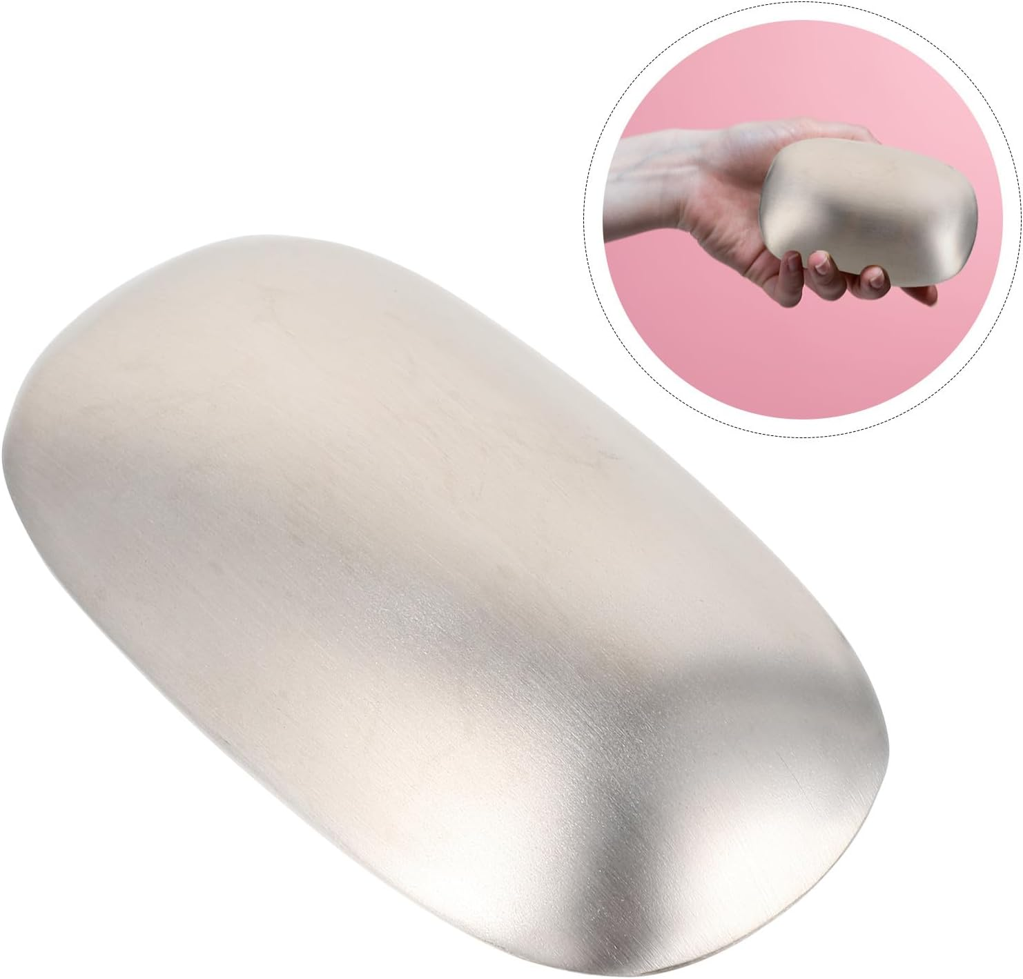 Luxshiny Stainless Steel Odor Remover Soap Bar for Kitchen Hands, Silver Smell Eliminating Tool for Garlic Fish Onion Cooking Odor Removal image number 1