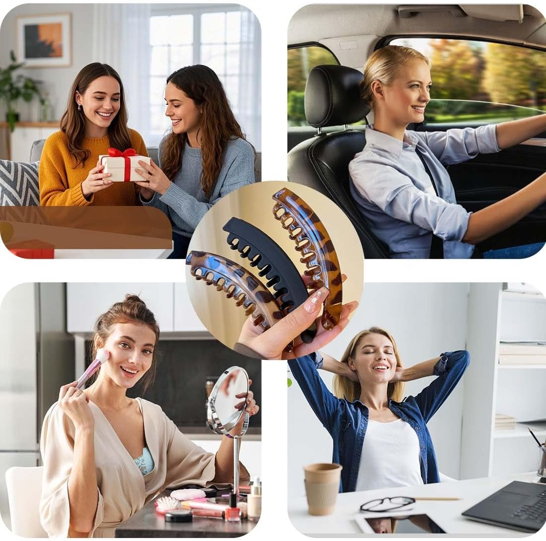 Pack of 10 Non-Slip Ponytail Hair Clips for Women and Girls with Thick Hair, Banana Clips Hair Holder, for Tying Ponytails, Banana Clip image number 3