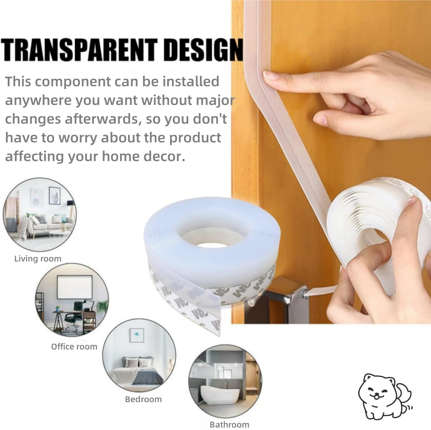 16Ft Silicone Seal Strip,Weather Stripping for Door or Window,Weatherproof Soundproof Self Adhesive Door Bottom, Draft Stopper Silicone Strip Tape for Door Window and Shower Glass image number 1