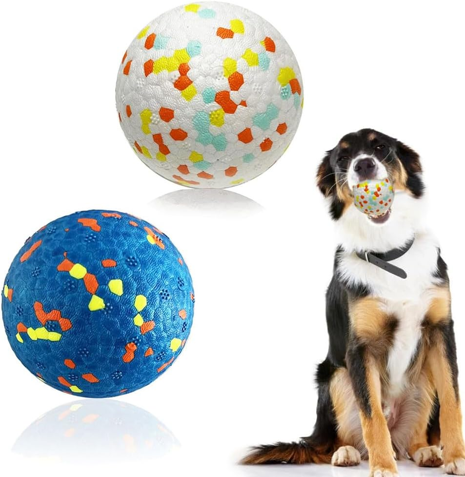Dog Balls for Aggressive Chewers 2 Pcs, Dog Tennis Ball Toy 3 Inch Interactive Durable Dog Chew Balls