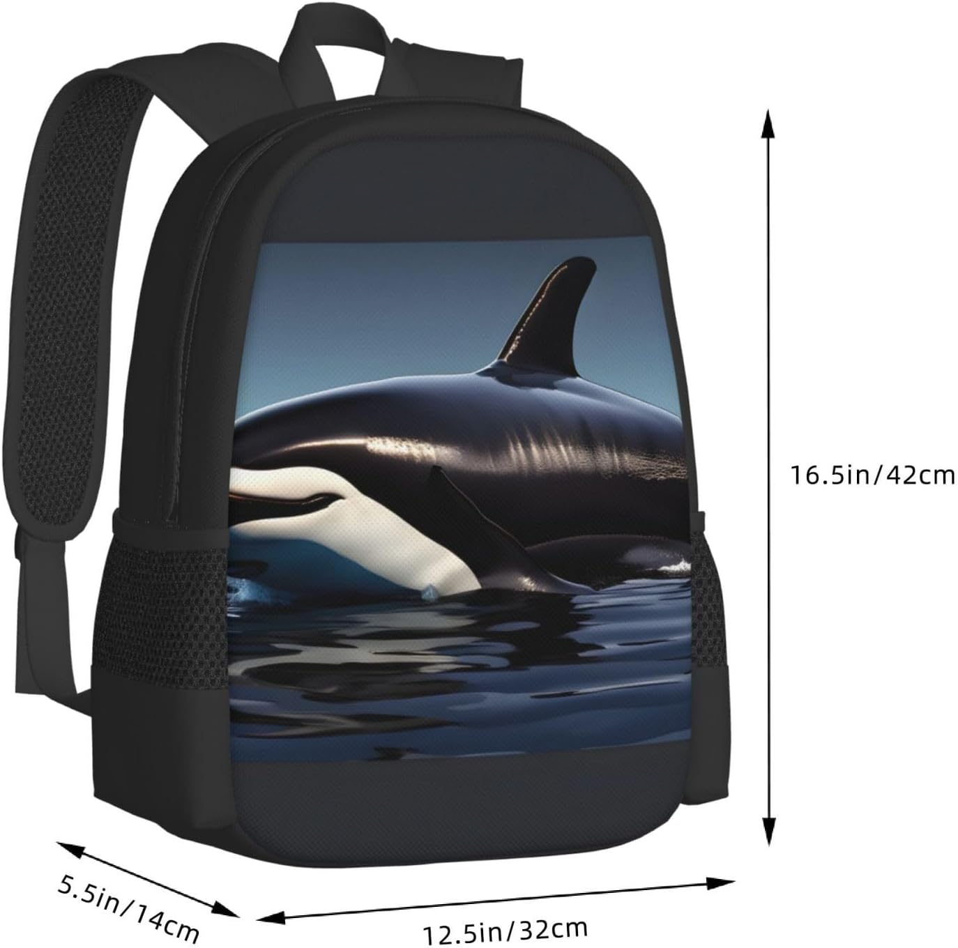 DRTGEDS Orca Killer Whale Print Canvas Backpack for Men Women,Casual Rucksack Backpack, Laptop College Hiking Travel Bag image number 6