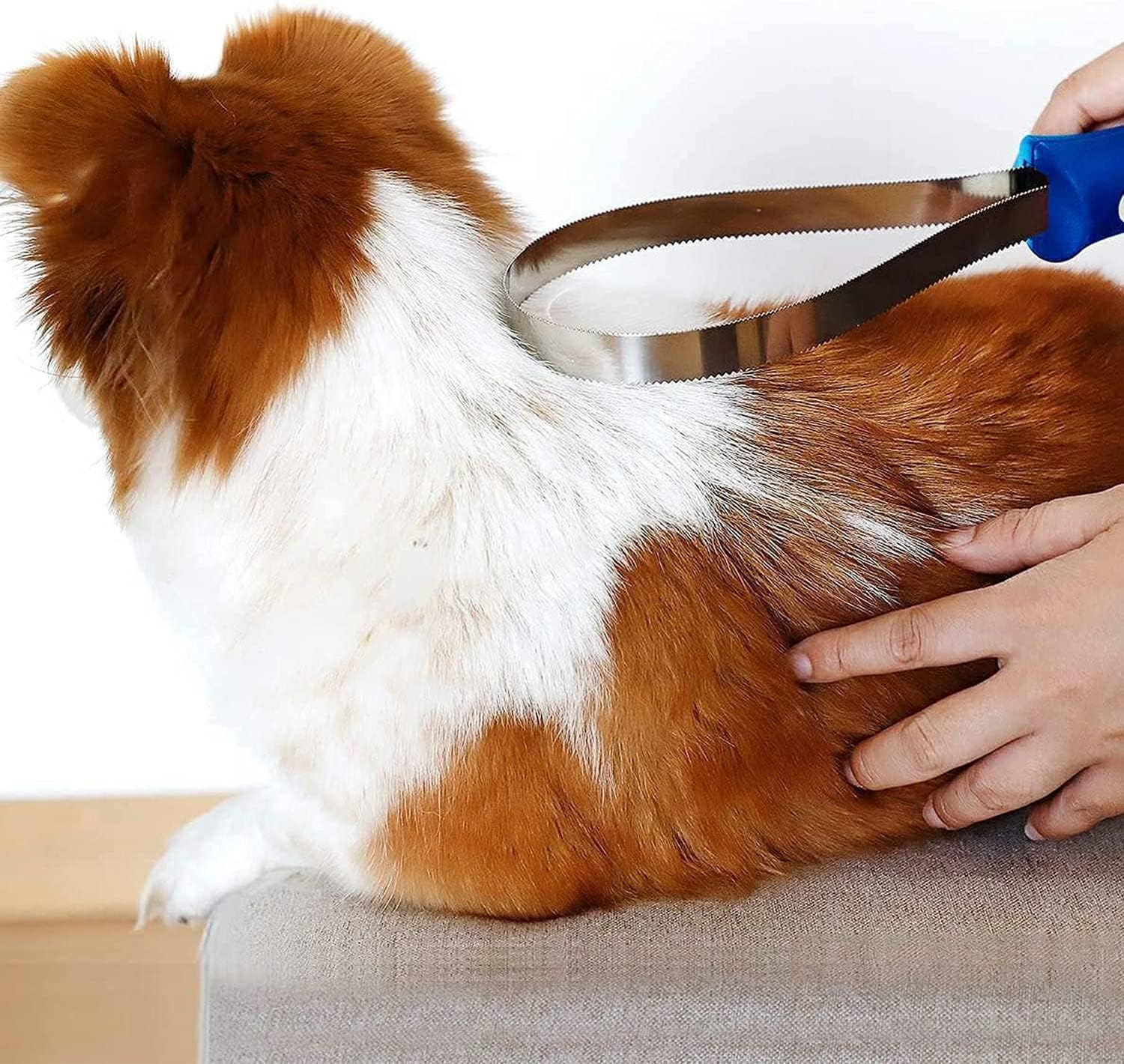 Dual-Sided Dog Shedding Blade,Dog Deshedding Loop Brush,1Pc Dog Shedding Brush,Dual-Sided Stainless Steel Deshedding Tool,Dual-Sided Shedding Blade Shedding Blade Dog Hair Brush Horse Shedding Tool image number 1