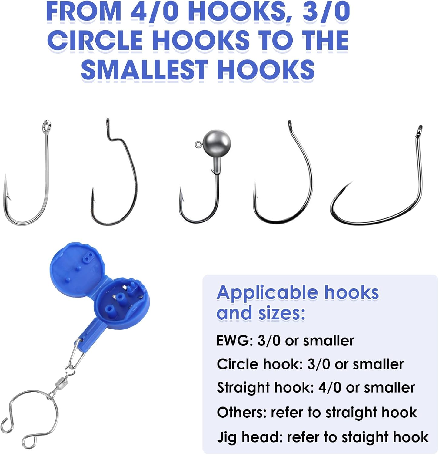 Ozessence 8 Pcs Fishing Knot Tying Tool, Strong and Rust-Proof Fishing Hook Tie Tool, Operation Brief Protect Fingers from Sharp Hooks for Beginner for Jig Heads, 3/0 Circle Hooks & 2/0 Extra Wide image number 3