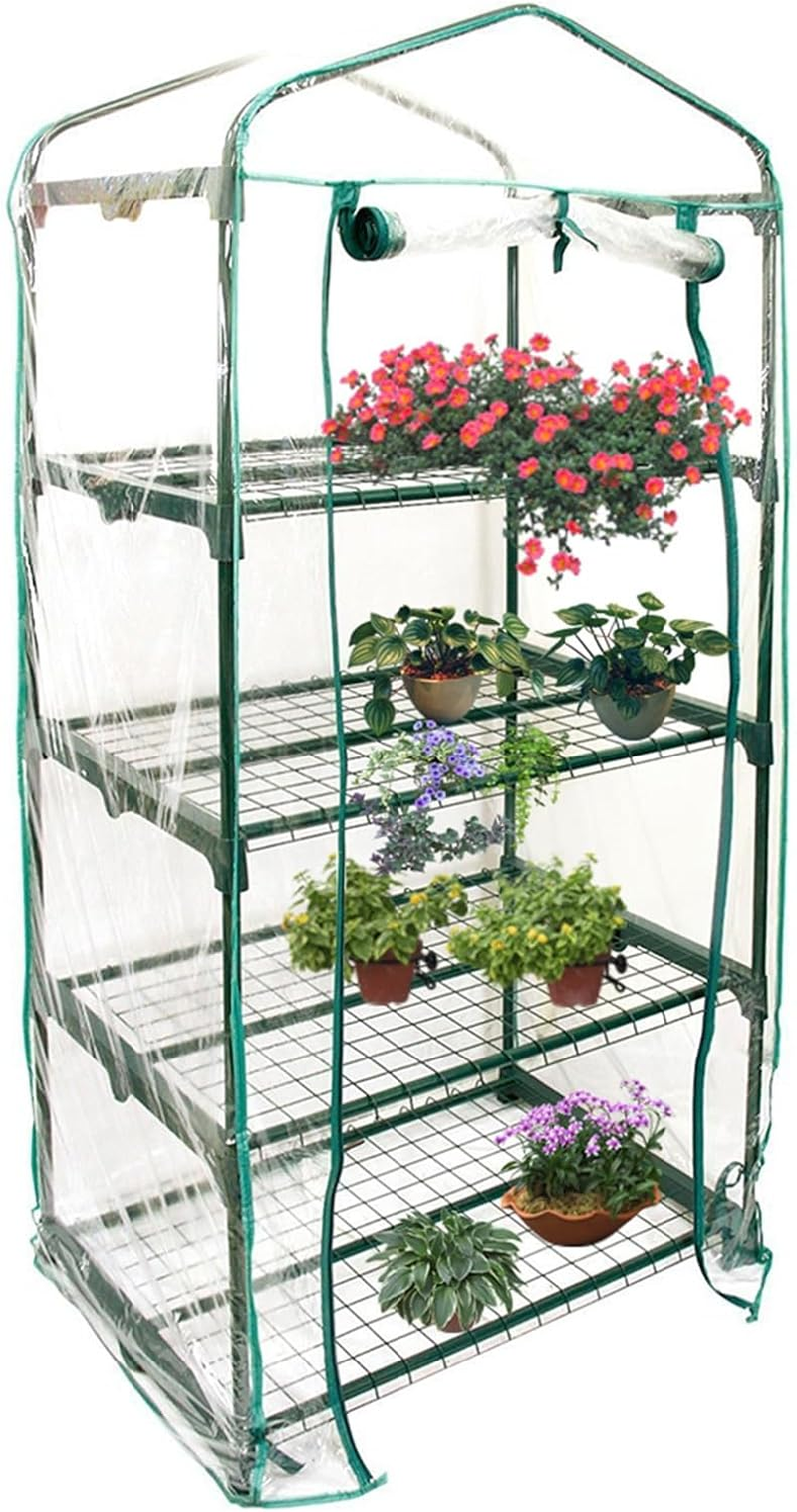 3/4/5 Tier Small Greenhouse Cover, Reinforced PVC Small Greenhouse Tent, Garden Grow House, Transparent Waterproof Hot House, Replacement Cover for Plants,Vegetables, Flowers, Seedlings