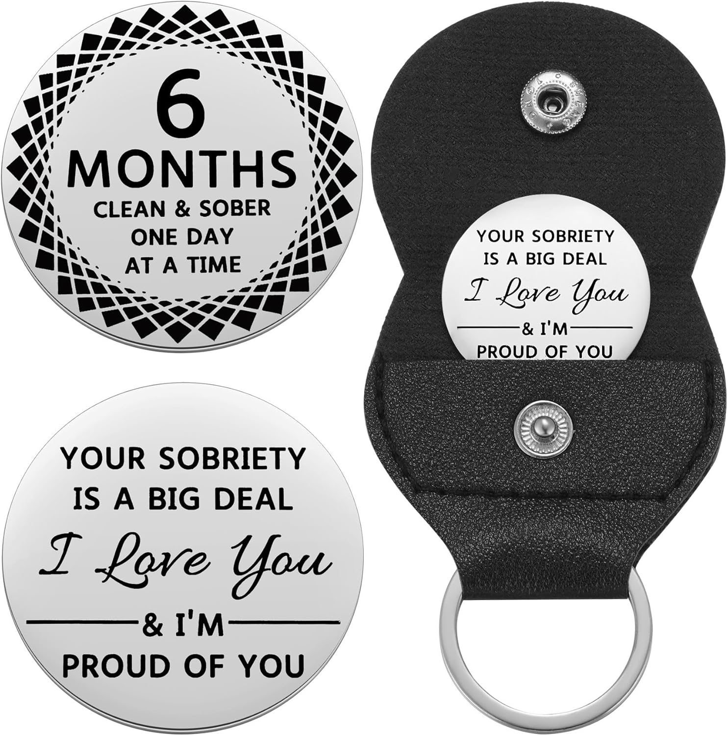 Ukodnus 1 to 11 Months Sobriety Coin, 1 to 30 Years Sober Coin, Clean & Sober One Day at a Time, Recovery Token, AA Anniversary Medallion Chip Gifts, Alcoholics Anonymous image number 5