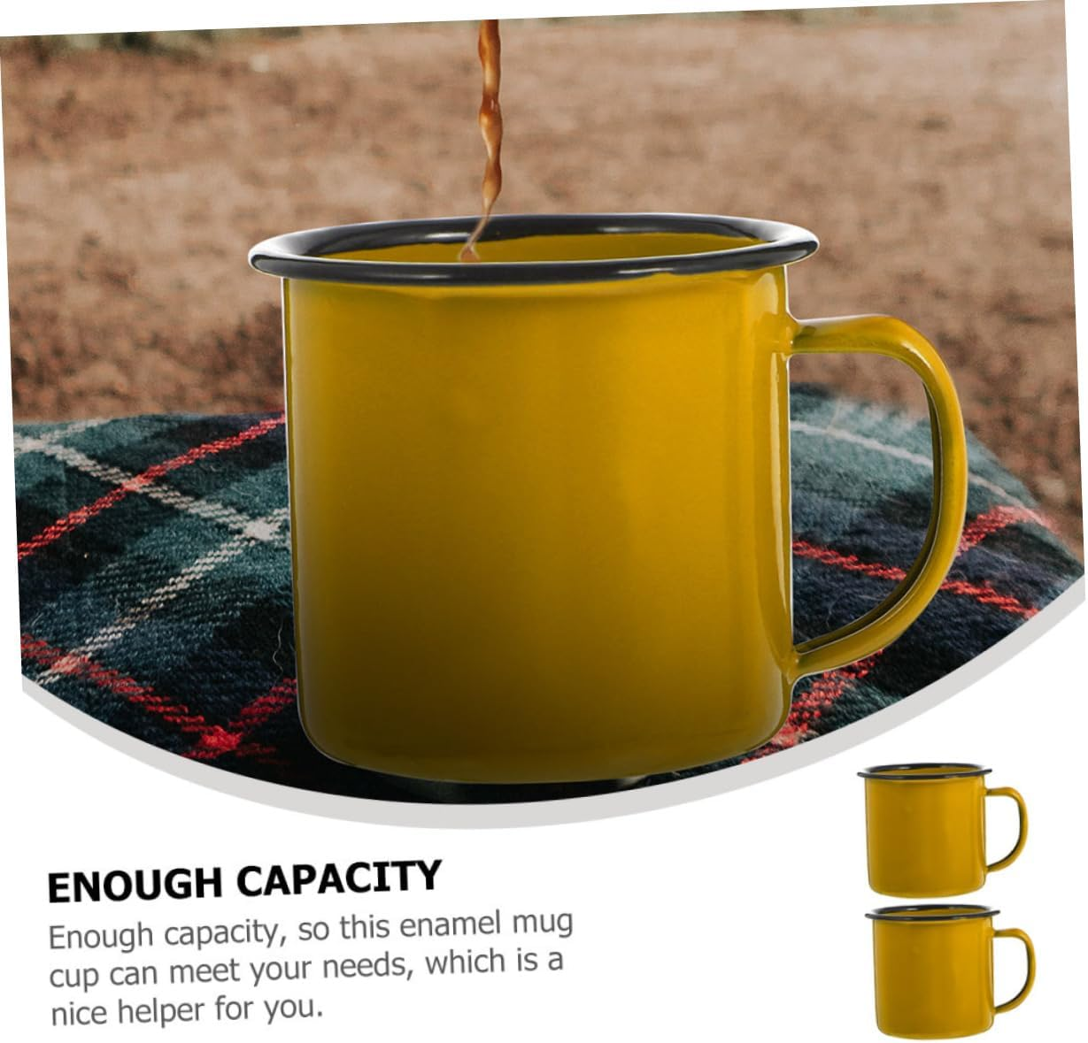 2Pcs Vintage Style Enamel Mugs Retro Coffee Tea Drinking Cups for Camping Travel and Office Use and Practical Water Cups image number 4