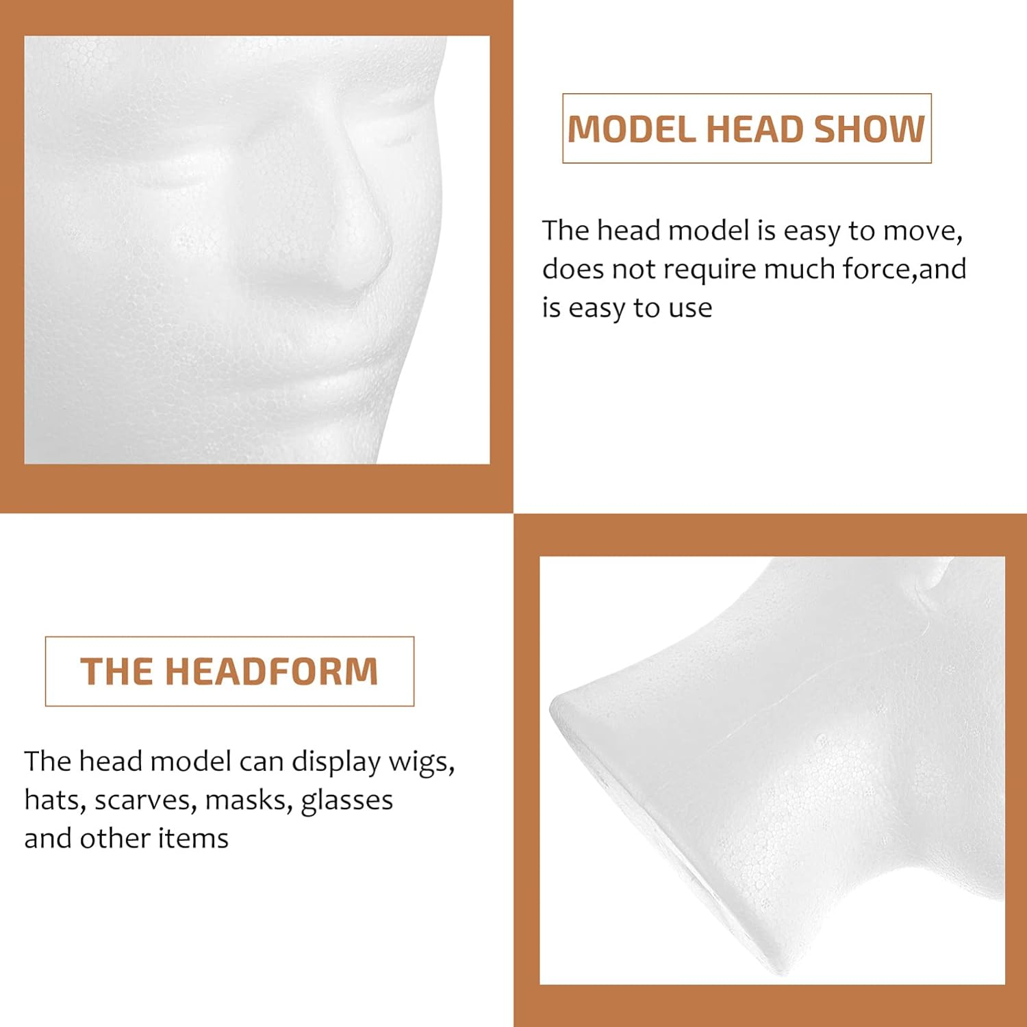 Totority Male Mannequin Head Model for Wig Hat Display 10.43In Foam Head for Salon Store Use Versatile Hair and Accessory Display Stand image number 1