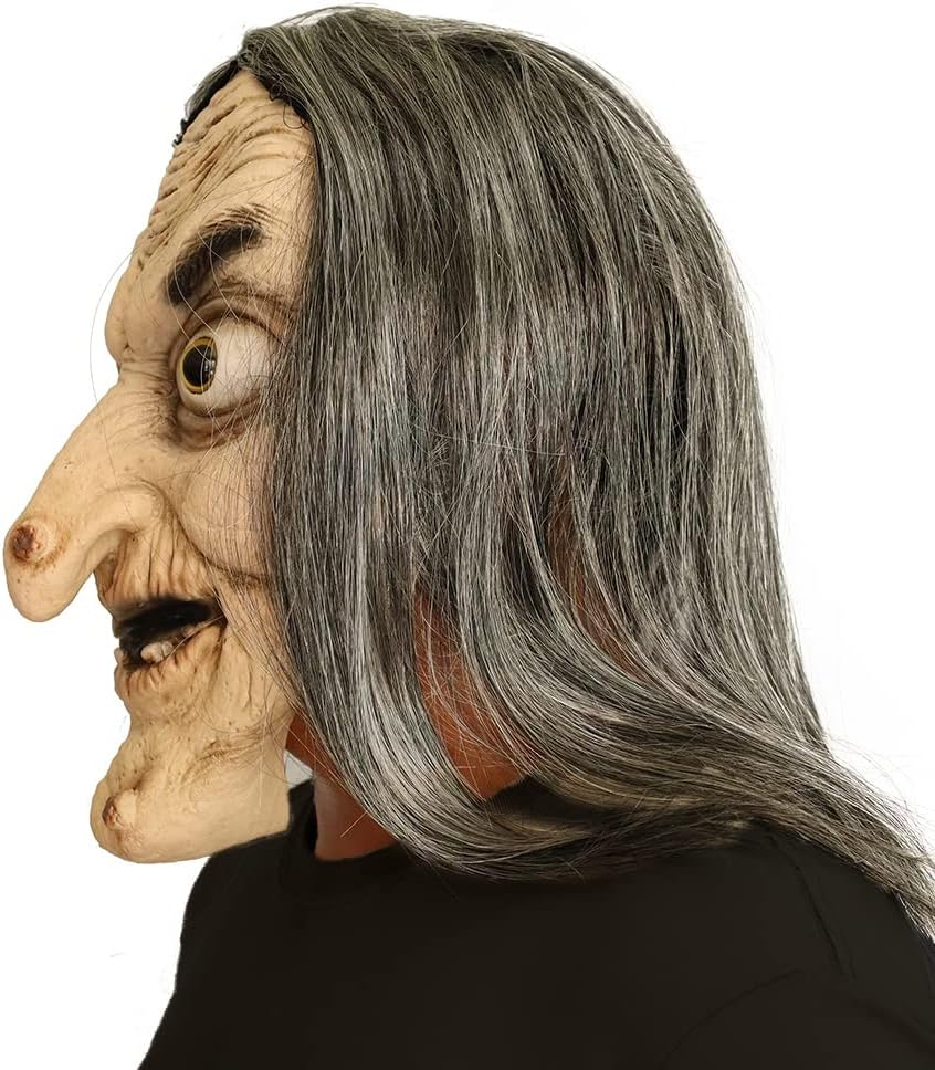 Halloween Novelty Scary Latex Witch Mask Novelty Dressing up for Halloween Party Realistic Old Man Face image number 1