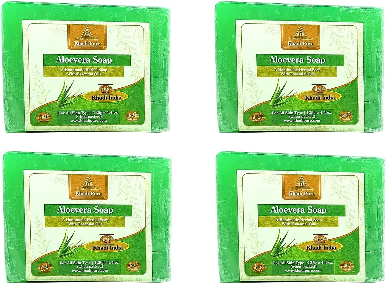 Khadi Pure Aloe Vera Soap, 125 G (Pack of 4)