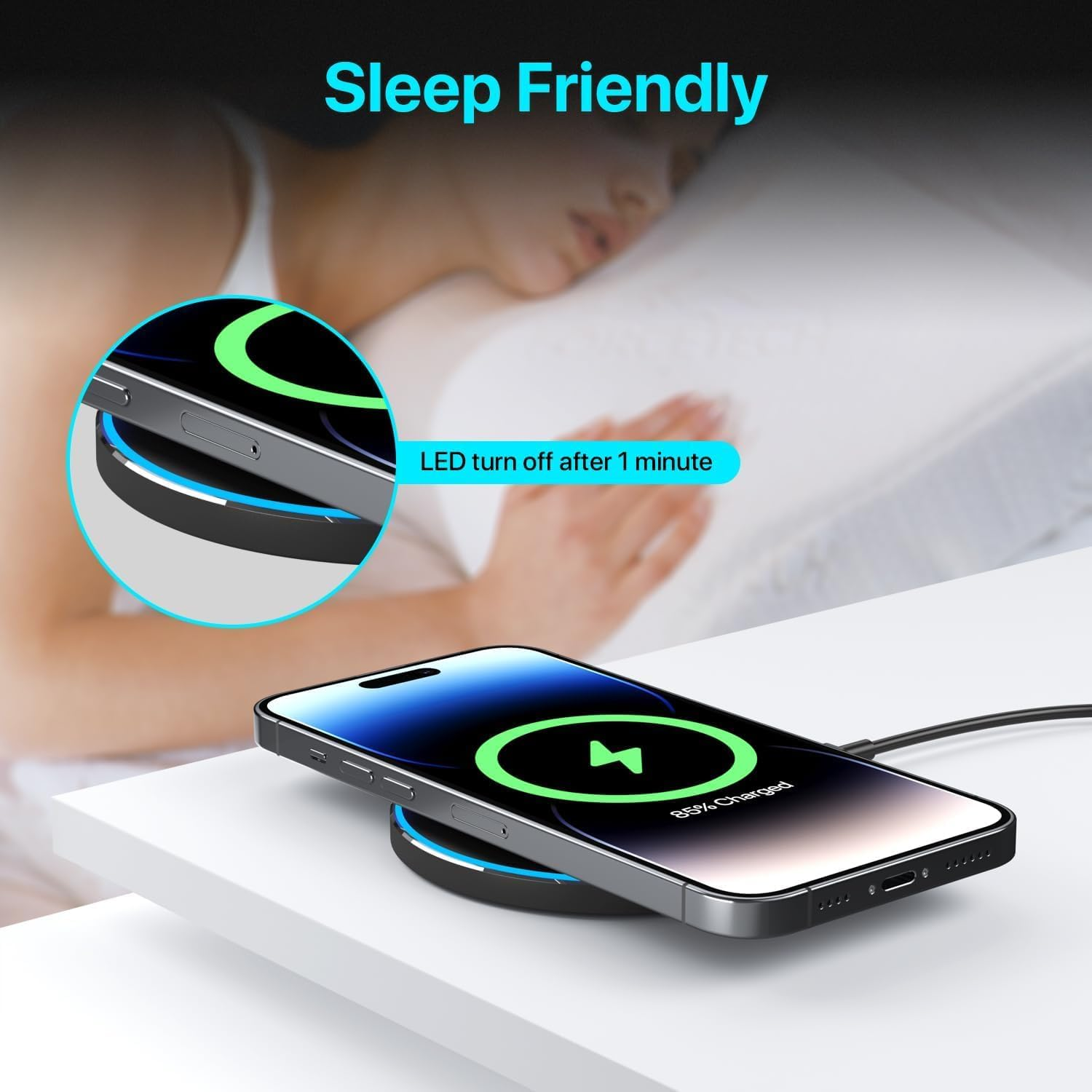 Wireless Charging Pad 20W, Fast Wireless Charger Wireless Phone Charger Compatible with Iphone 12/13/14/15/16, Inductive Charging Station Compatible with Samsung Galaxy S24/S23/S22/S21/Google Pixel