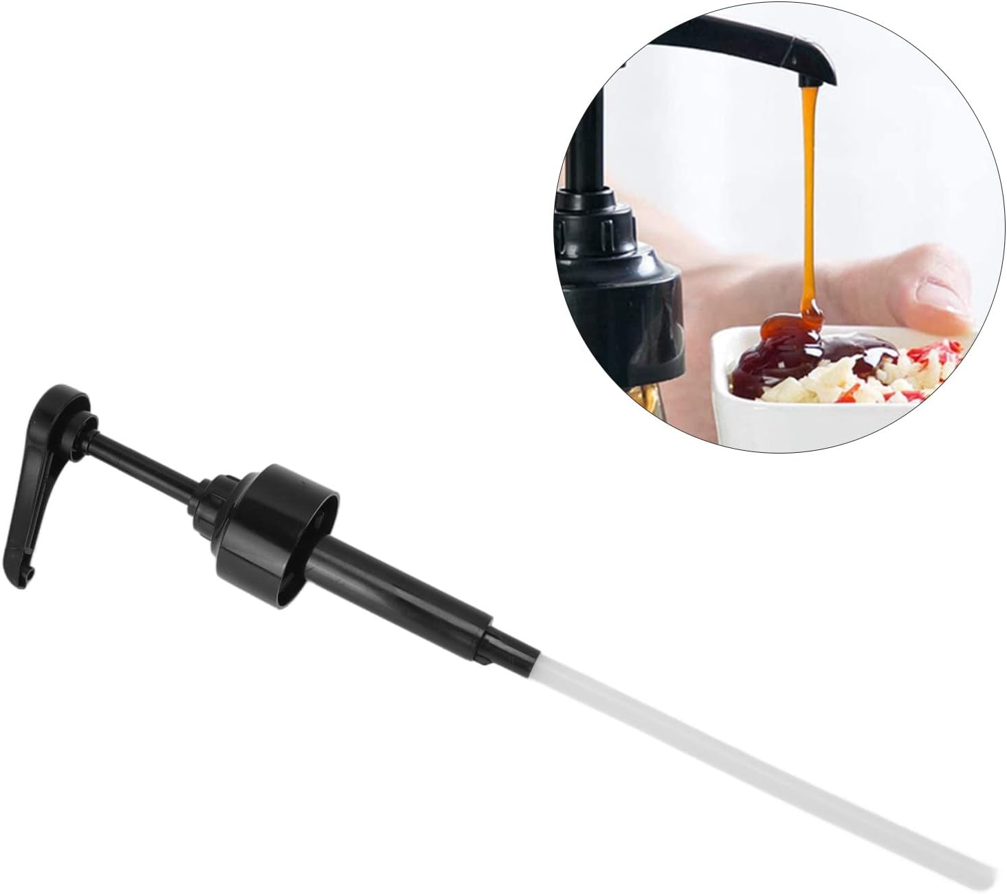 RIZGHWOY 8Ml Syrup Pump Dispenser Adjustable Cutting Tube for Sauce Bottle and Monin 1883 Syrup for Coffee Cocktail Milkshake (Black) image number 1