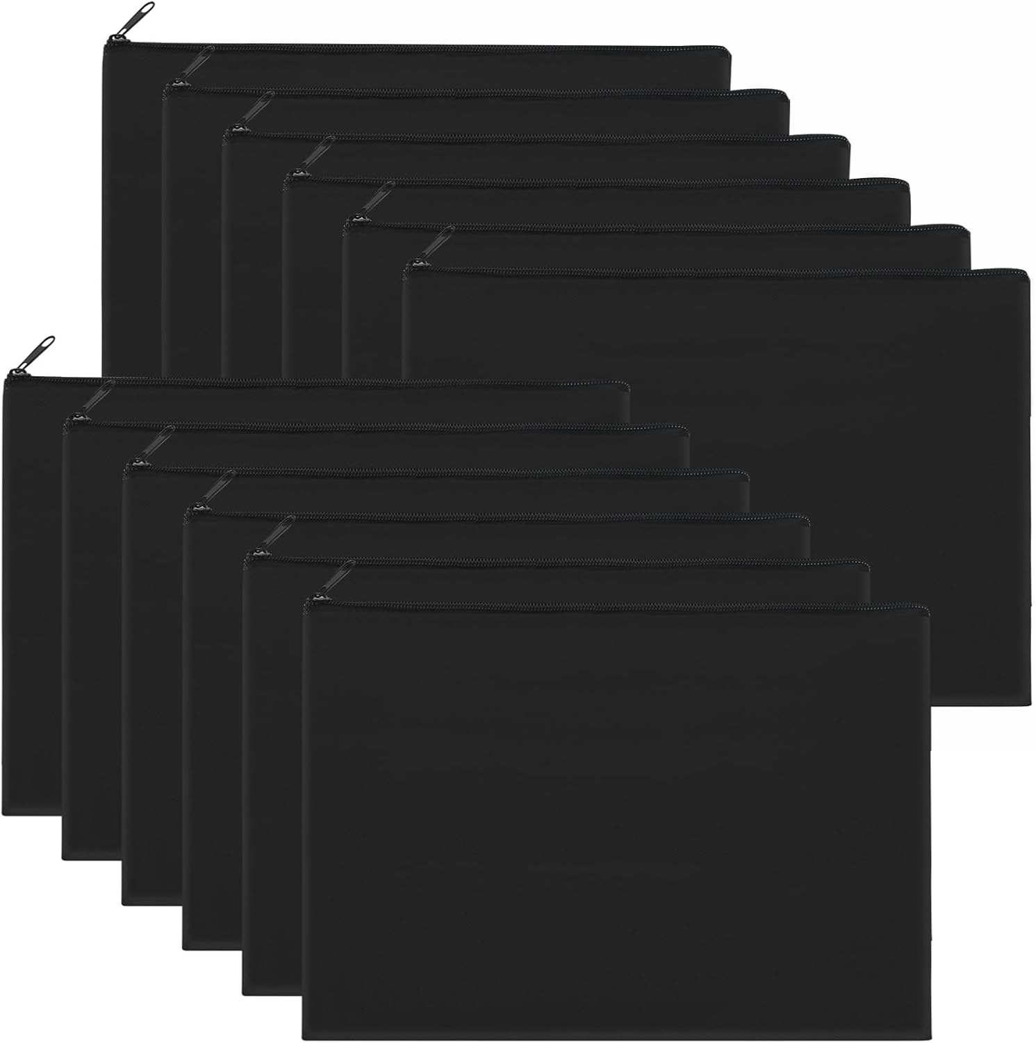 12 Pieces Black Cotton Canvas Makeup Bag, Multipurpose Cosmetic Bag with Zipper Travel Toiletry Pouch, Blank DIY Craft Bag Pencil Bag, White, M