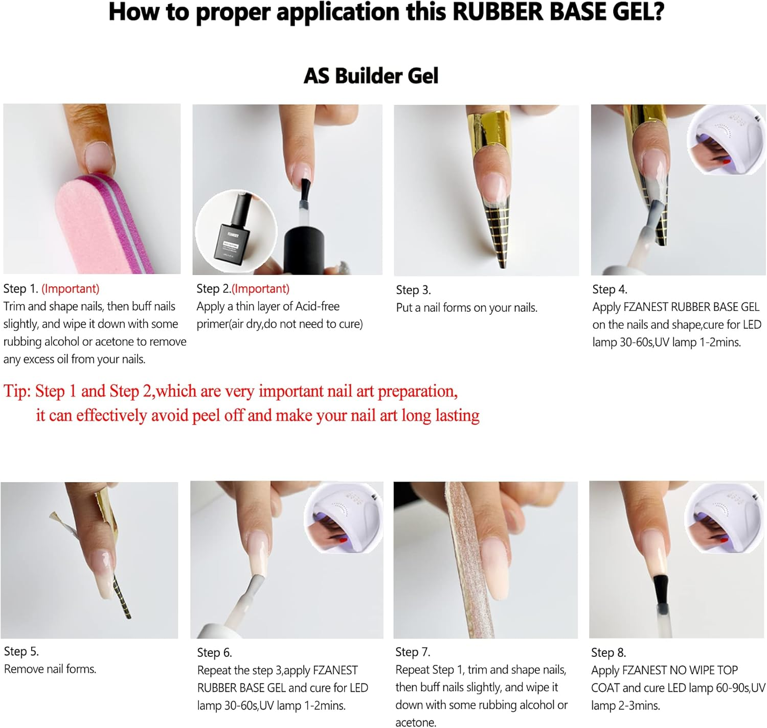 FZANEST Milky Pink Gel Nail Polish, Builder Rubber Base Gel for Nails Strengthener Extension Building Aprex Natural Nails Brush on Builder in a Bottle UV LED image number 2