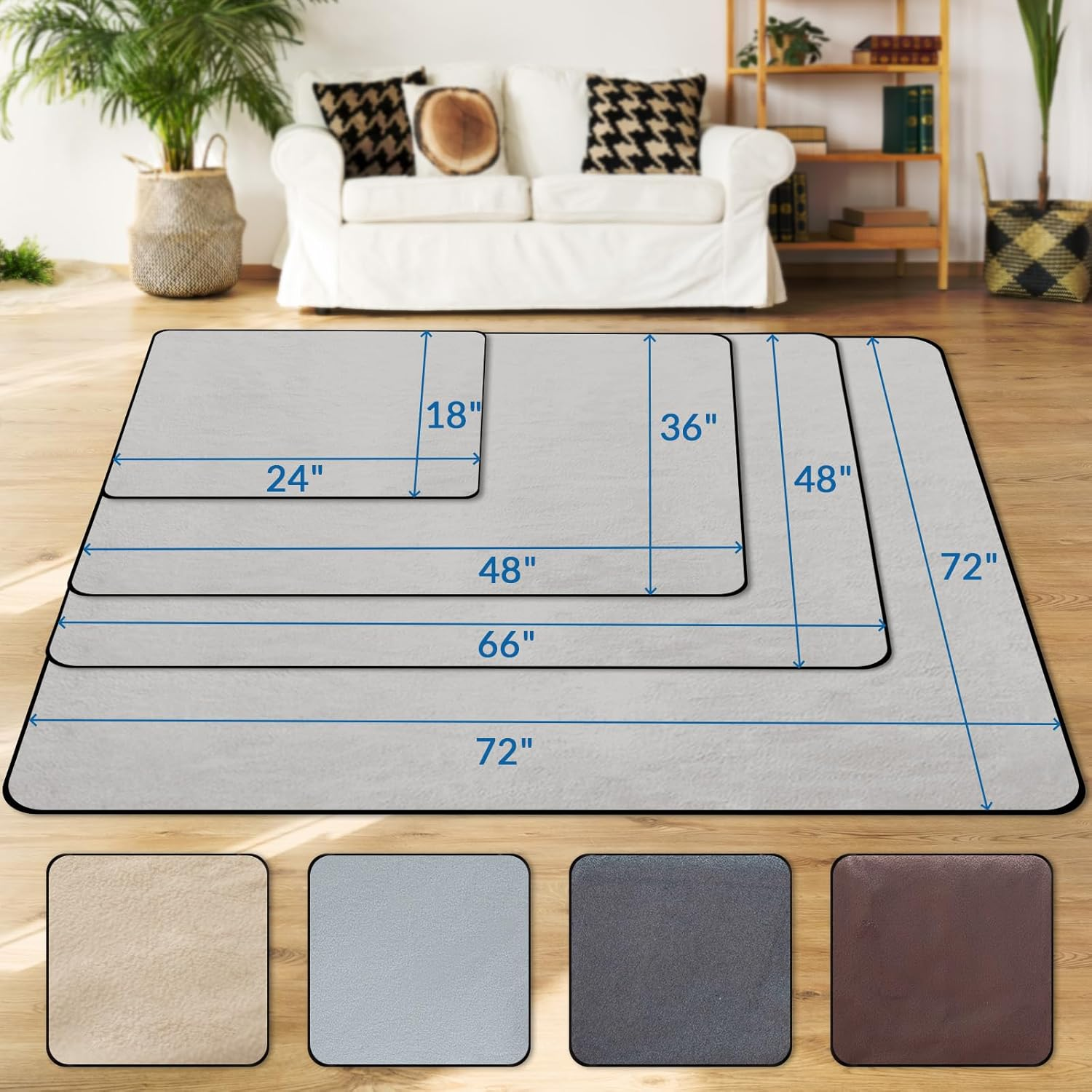 Barpor 72" X 72" Washable Dog Pee Pads Reusable Non-Slip - Puppy Pads Indoor Potty Training Leakproof, Whelping Pads for Floor, Bed, Crate, Cadges, Playpen, Couch Waterproof, Light Grey image number 5