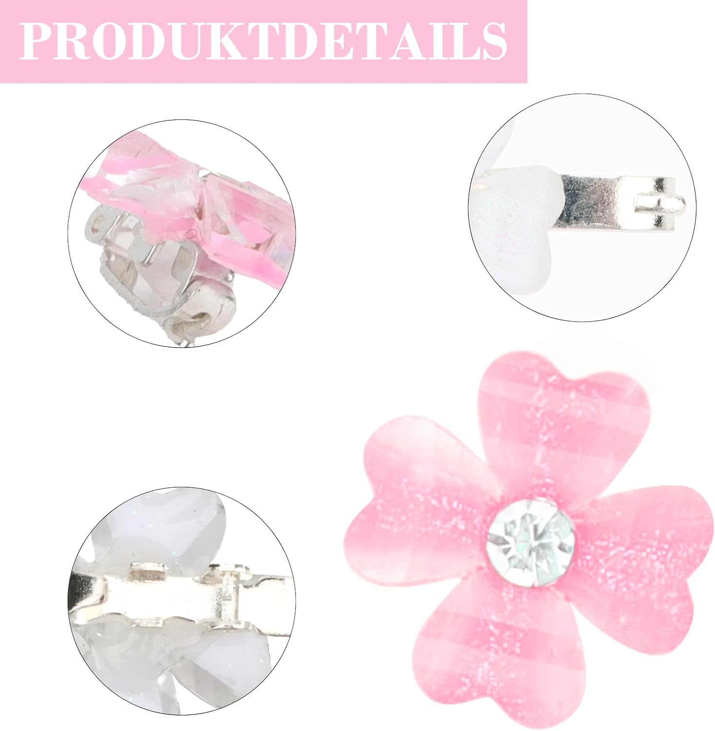 Pruadeor Pack of 20 Mini Flower Hair Clips, Colourful Hair Clips, Girls, Hair Clip Small with Rhinestones, Flowers - Hair Accessories image number 5