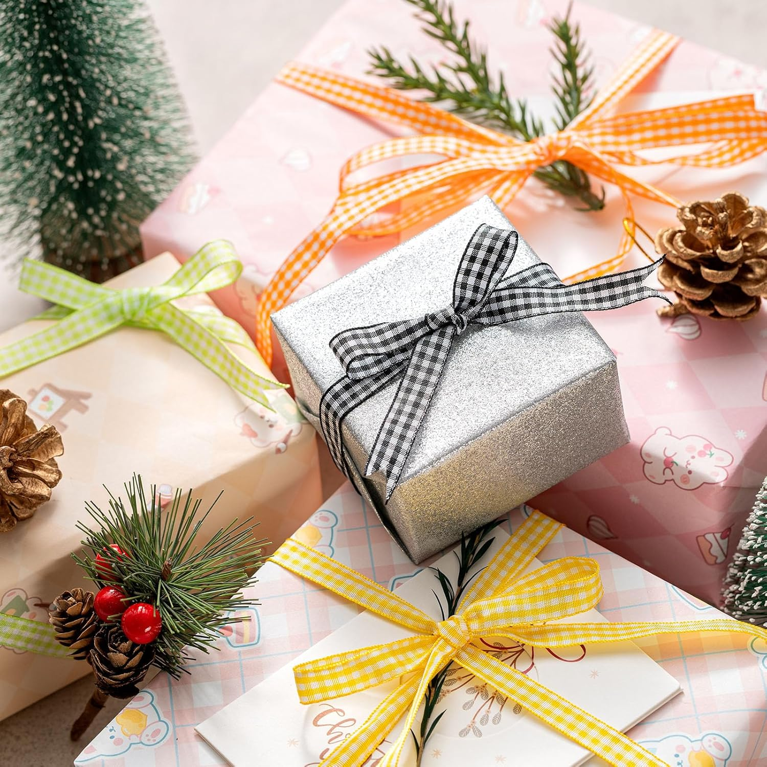 Black Ribbon Gift Ribbon Black White Grosgrain Ribbon Ribbon for Gift Wrapping Flower Wrapping Craft Bows 3/8 Inch X 10 Yd image number 1