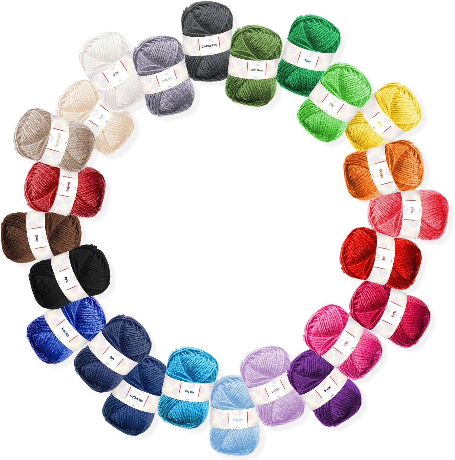 Hearth & Harbor Acrylic Yarn Skeins 24 X 50G - 2400 Yards for Crocheting Soft Crochet Knitting and Crafts Multicolored Craft Adults Kids Pack,(Vds-Hh-Yrn24) image number 4