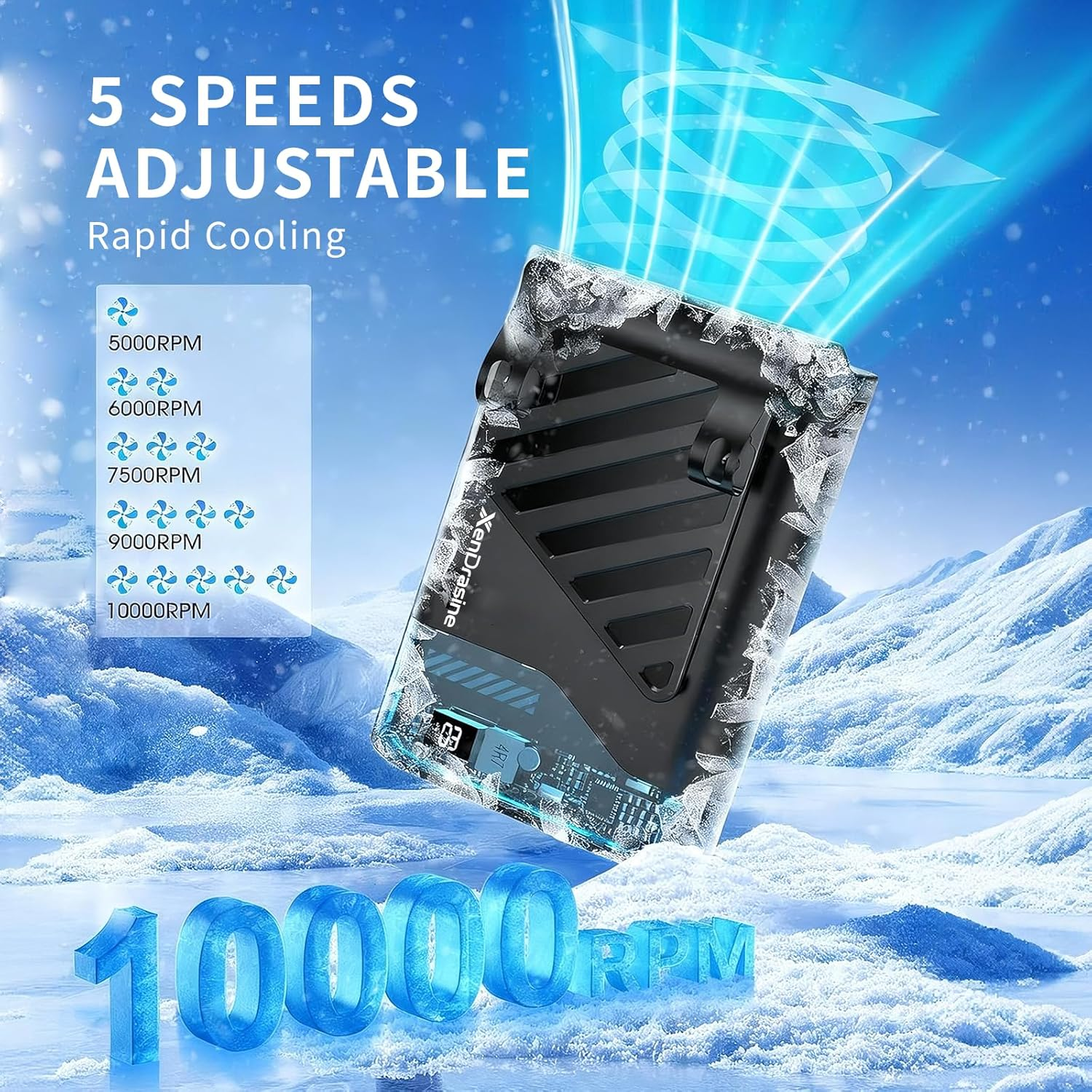 2026 Portable Waist Fan, 10000RPM, 5 Speed, 40H Runtime Belt Clip Fan, Slim and Lightweight Wearable Fan with LED Display, Personal Hands-Free Waist Fan for Outdoor Jobsite Camping Travel, Black