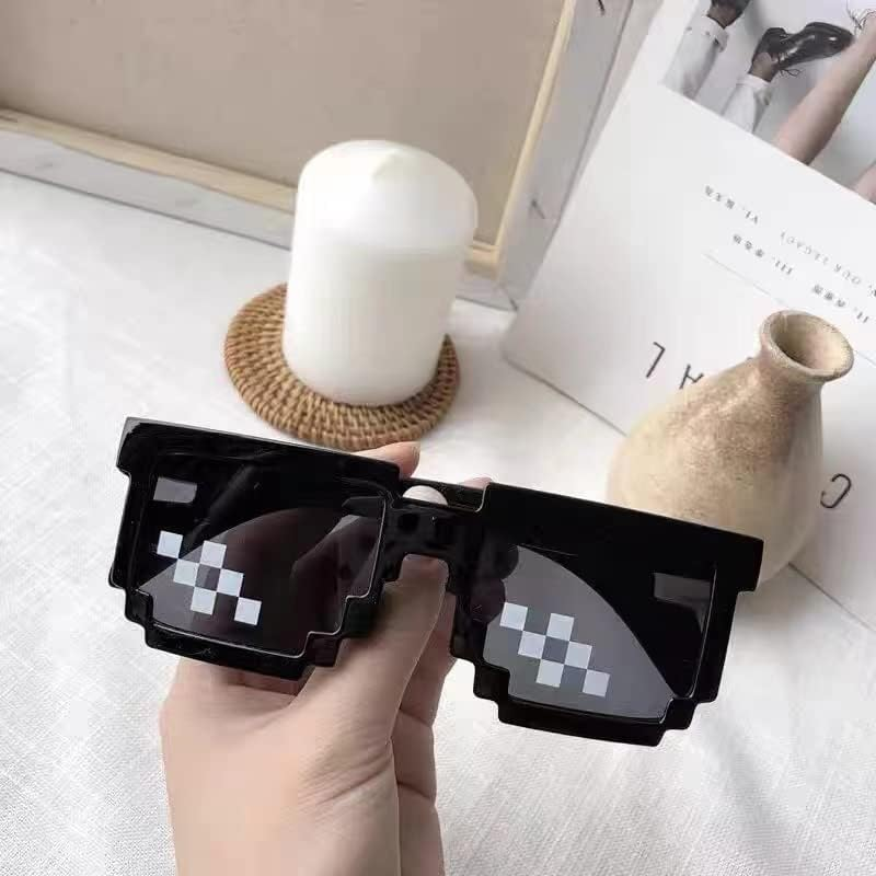 Thug Life Glasses, Pixel Funny Sunglasses for Party, Deal with It Fun Cool Glasses Bachelor Party Decor, Mosaic Gamer MLG Photo Props Glasses for Adults Teens image number 4