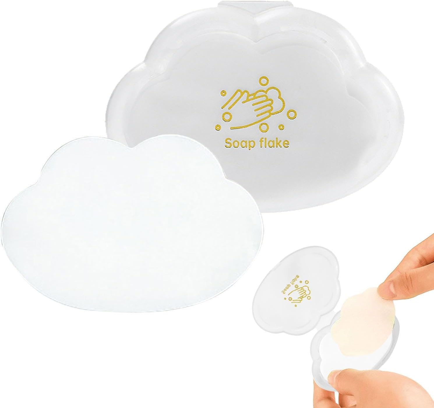 Soap Paper Sheets: 50 Disposable Portable Travel Soap Sheets | Cloud Shaped Handsoap Flakes, Travel Foam Hand Wash Skin for Outdoor L image number 2