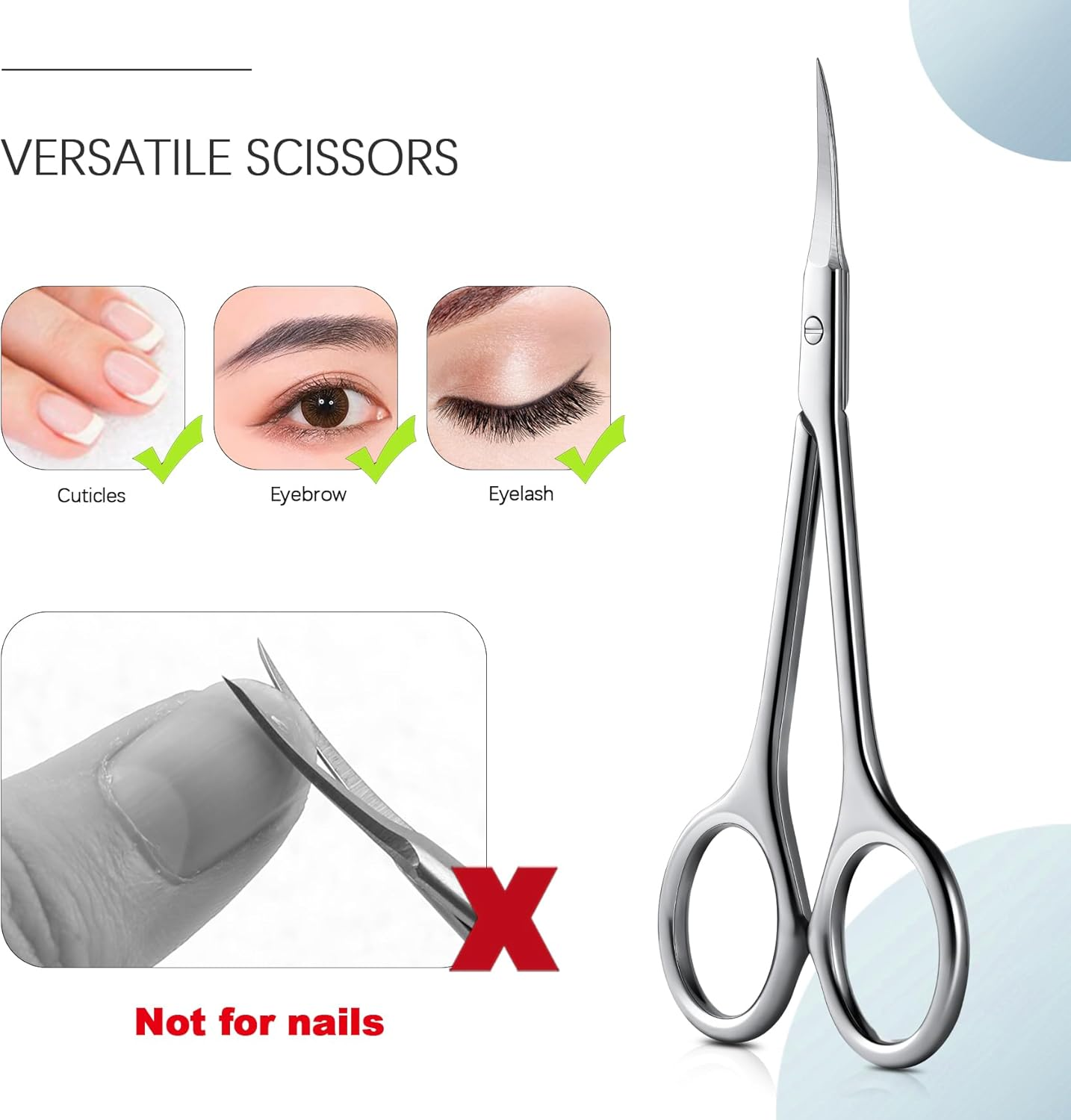 BEZOX Extra Fine Curved Cuticle Scissors, Super Thin Cuticle Scissors for Skin Care, Professional Manicure Small Skin Scissors, Stainless Steel Cuticle Cutter, 1 Piece image number 1