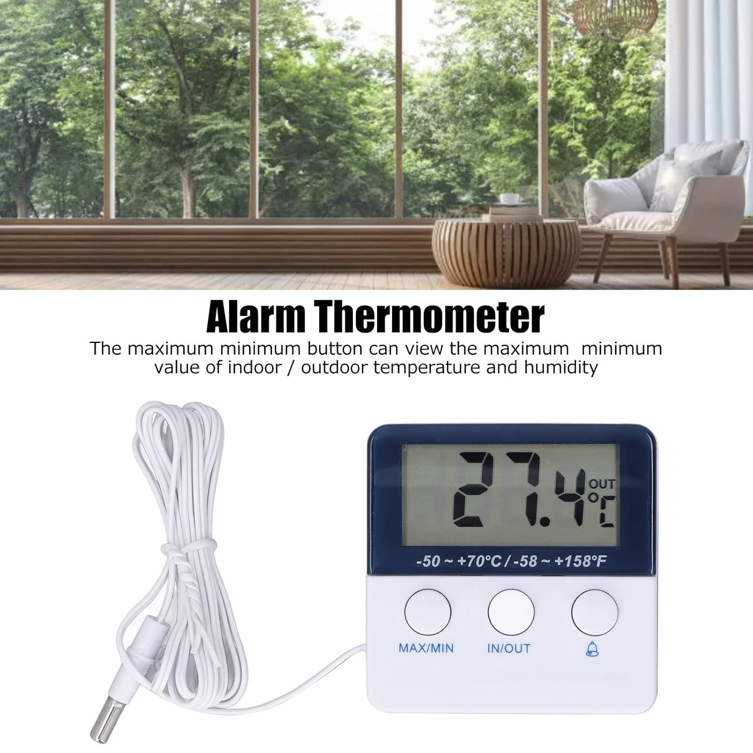 2 in 1 Thermometer Hygrometer High Accuracy Temperature Alarm ABS image number 3