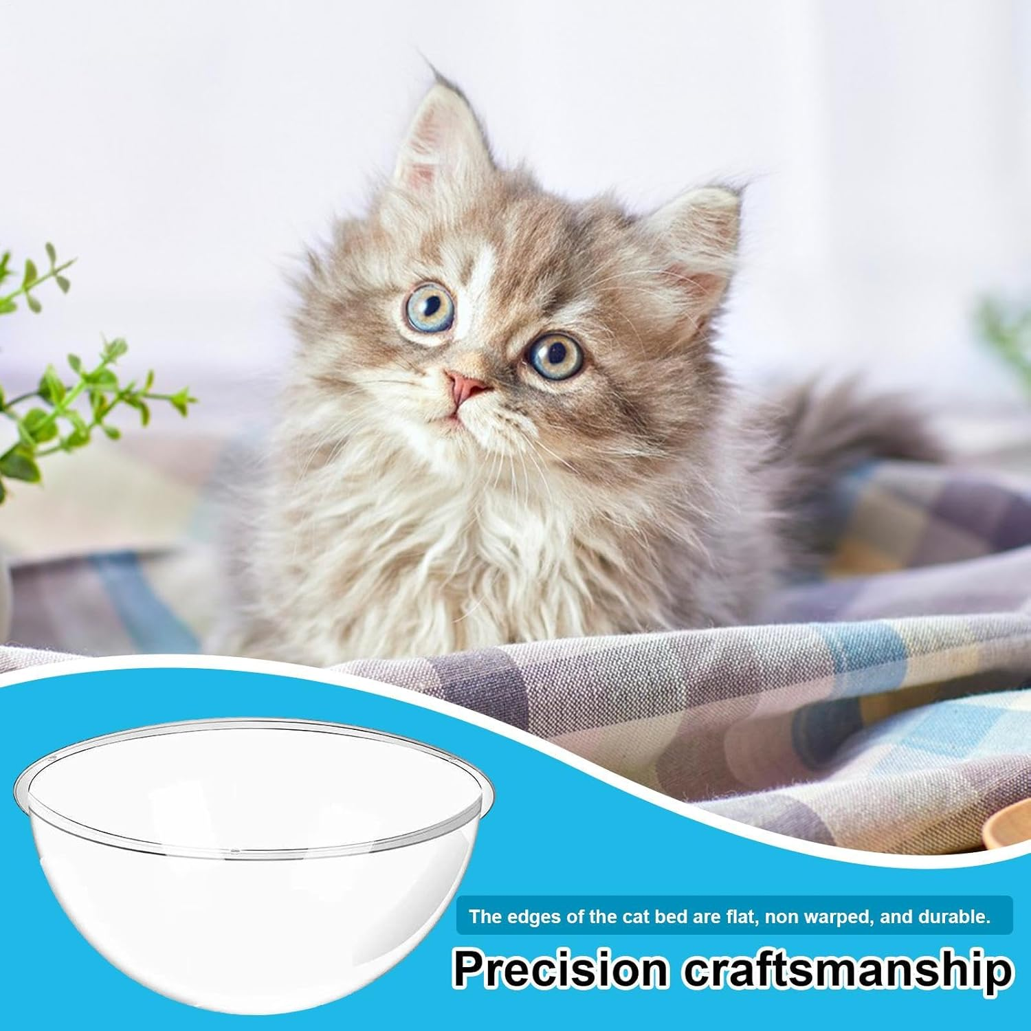 Acrylic Dome Cat Bed - Indoor Cat Clear Acrylic Bed,Scratch-Resistant Odorless Furniture Animals House for Small to Large Breeds Sleeping Lounging Climbing image number 2