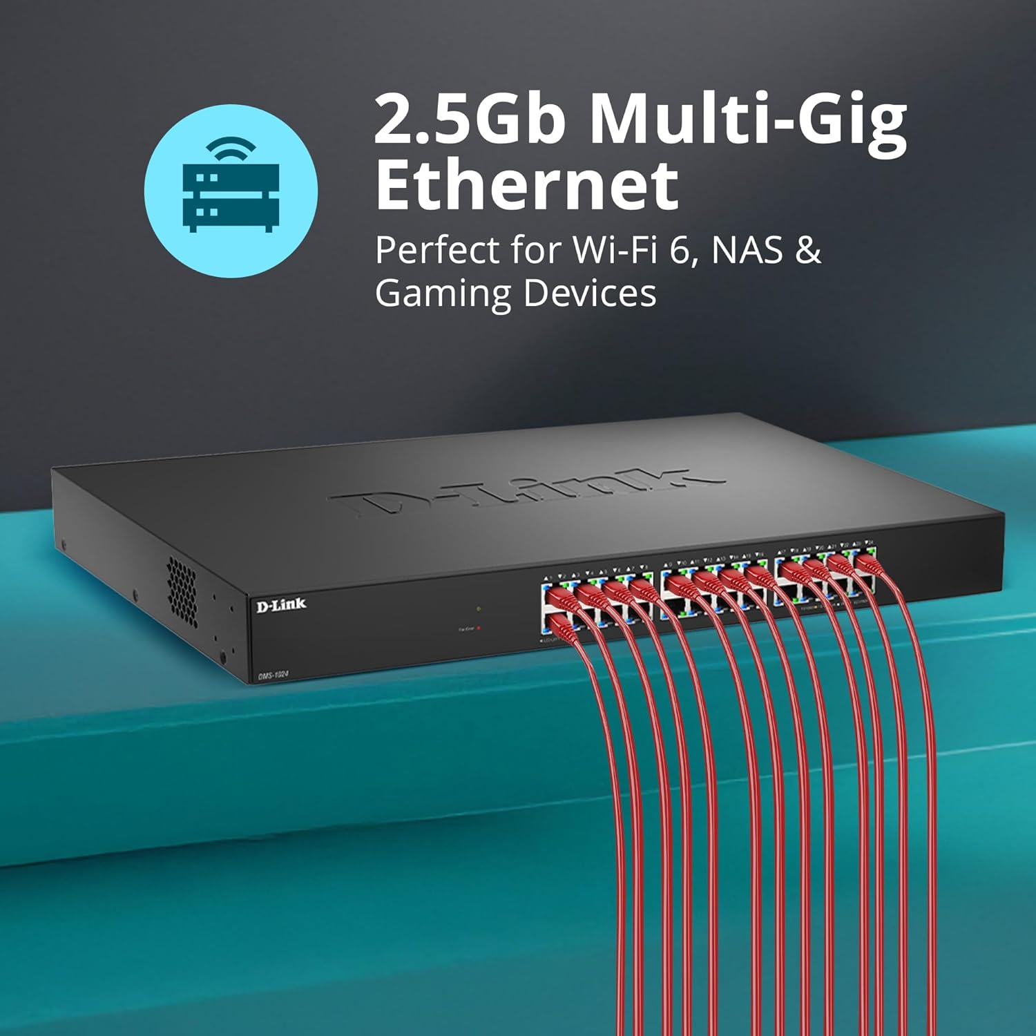 D-Link DMS-1024 24-Port Multi-Gigabit Ethernet Switch &ndash; 2.5Gbps per Port, 120Gbps Switching Capacity &ndash; Plug & Play, Fanless, IGMP Snooping, Qos &ndash; Ideal for Wi-Fi 6, NAS, Gaming image number 3