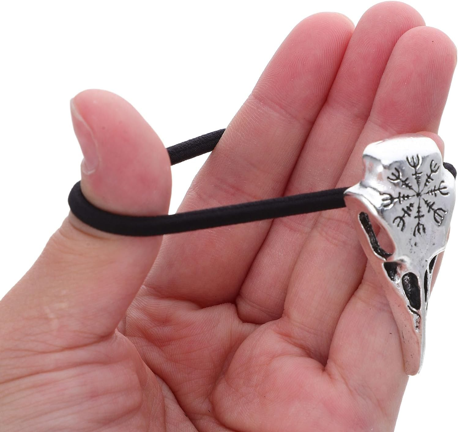 Mikikit Viking Hair Bands with Skull Design, Elastic Hair Bobbles for Halloween and Costume Parties, Antique Bronze and Reddish Brown Looks, Pack of 3 image number 2