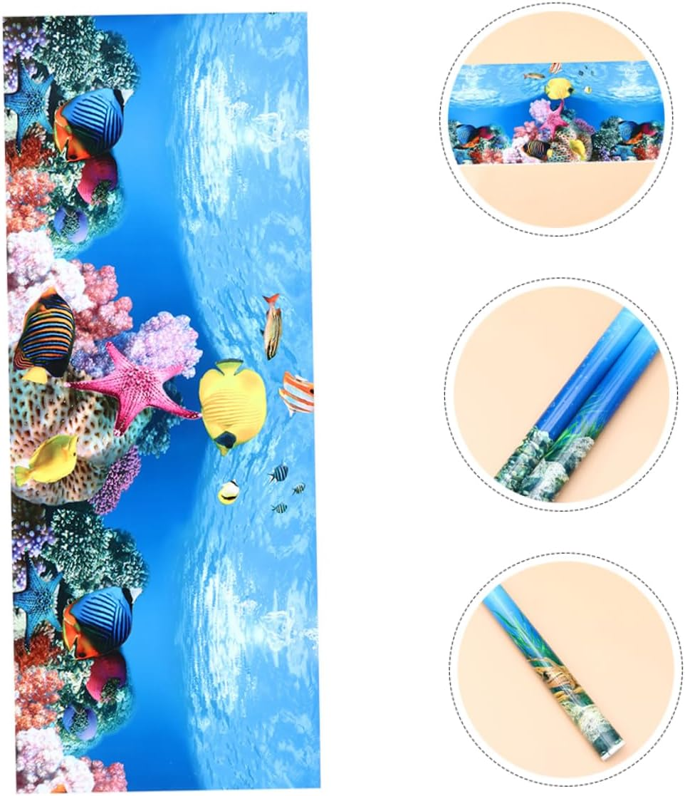 HYTROVE Vivid Fish Tank Wallpaper Reversible Aquarium Decor Realistic Aquatic Scene image number 3