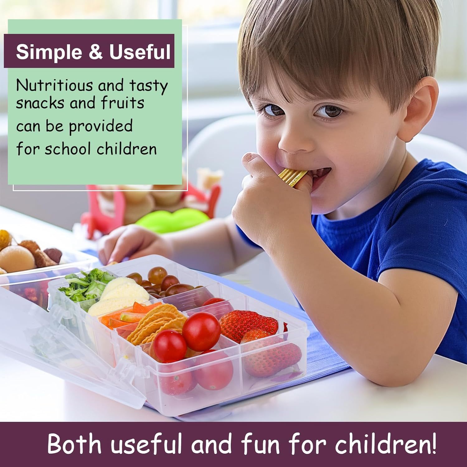 XANGNIER Snack Box Container for Kids Lunch Accessories,Divided Snackle Box Charcuterie Container,12 Compartments Reusable Food Storage Containers for School, Travel,Work,Bento Box Accessories,2 Pack image number 4