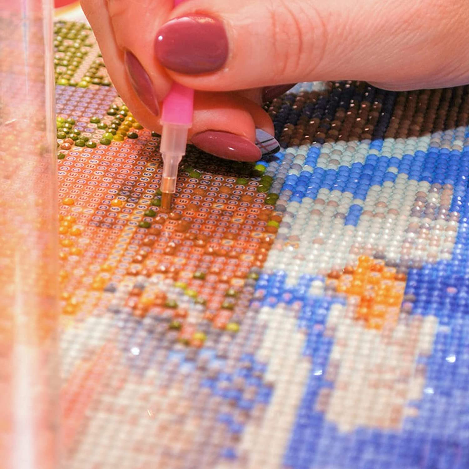 50 Pcs Diamond Painting Pens Kit, Sourceton Diamond Art Tools, for 5D Diamond Painting, Including Red Rubber Block, Diamond Bag, Label Sticker, Drill Pen, Tweezers, Corrector, Plastic Tray image number 6