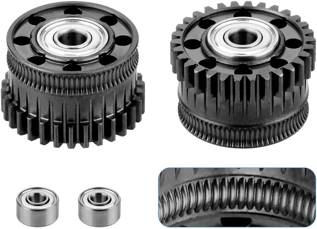 For Creality K2 plus Extruder Gear Kit (2-Pack) - High Precision Brass Drive Gear & DLC Coated Hardened Steel Extrusion Gear Replacement for 3D Printer, Wear-Resistant, Compatible with K2 plus Combo image number 4