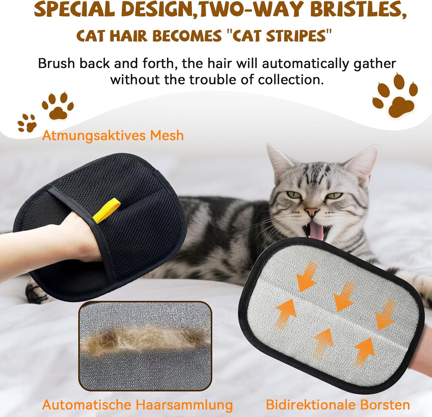 Pack of 2 Electrostatic Hair Removal Gloves 2025 Pet Hair Remover Gloves, Reusable Fur Magnetic Glove for Dogs, Cats, Cleaning Hair Removal and Beauty Purposes image number 1