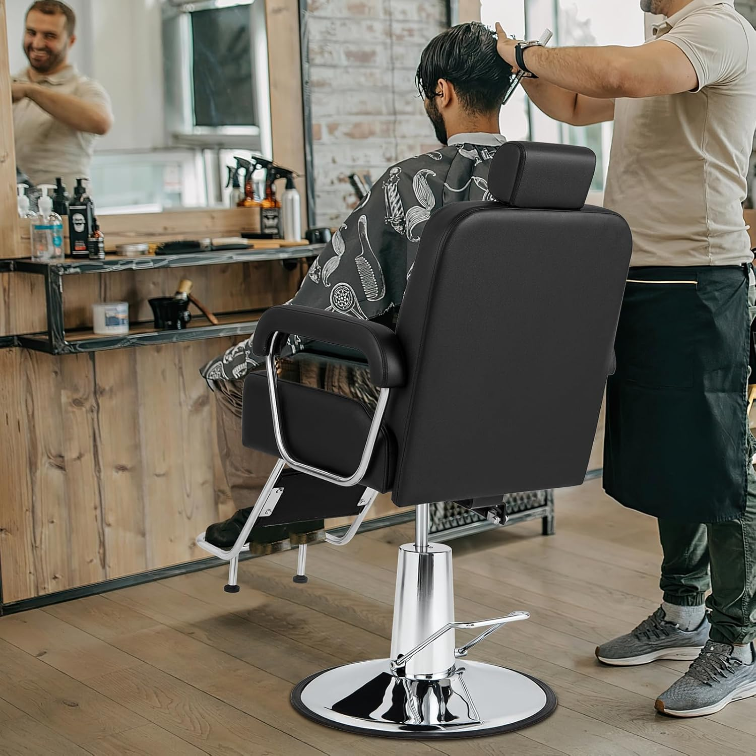Costway Salon Chair, Hydraulic Barber Swivel Chair W/Adjustable Headrest & Reclining Backrest, Height Adjustment, Heavy Duty Hydraulic Pump, Beauty Hair Salon Equipment, Max Load Weight 150 KG image number 2