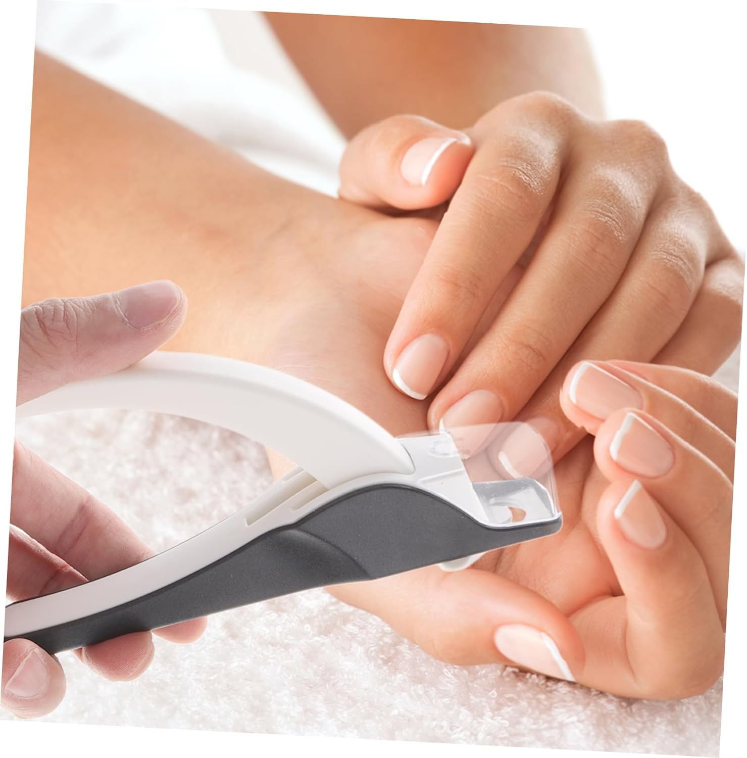 LIFKOME Manicure Shaped Nail Clipper with Non Slip Matte Handle Ergonomic Nail Trimmer Precision Trimming Tool and Clean Workspace