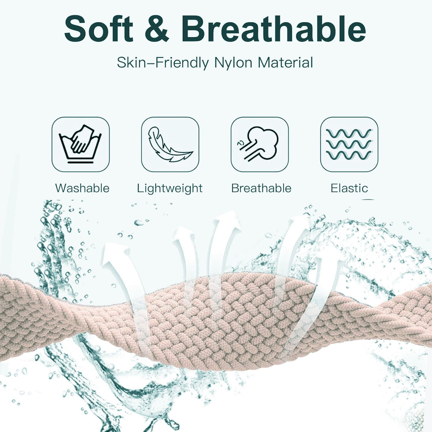 2 Pack Braided Stretchy Nylon Watch Bands Compatible with Garmin Venu Sq/Venu Sq 2/Venu 2 Plus, 20Mm Loop Elastic Fabric Straps for Garmin Vivoactive 5 / Vivoactive 3 Women Men image number 6