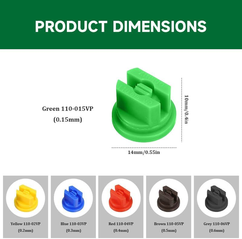 24 PCS 110 Degree Flat Fan Spray Nozzle Tips, 0.15-0.6Mm Assorted Pore Size for Garden Hose Knapsack Sprayer, Agricultural Weed Killing, Forestry Cleaning image number 1