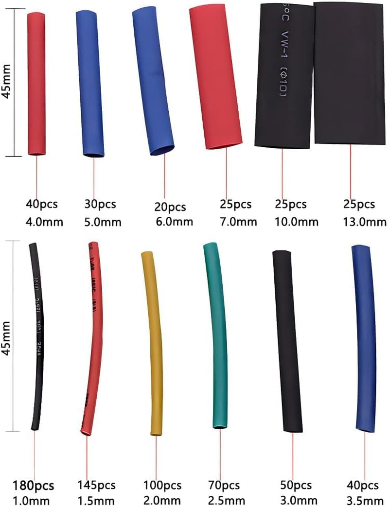 750 Pcs Heat Shrink Tubing Kit,2:1 Ratio Waterproof Wire Shrink Wrap Tubing,6 Colors 12 Sizes,Electrical Wire Heat Shrink Wrap Tubing Kit, for Wire Cable Shrink Wraping Repair Insulation DIY image number 4