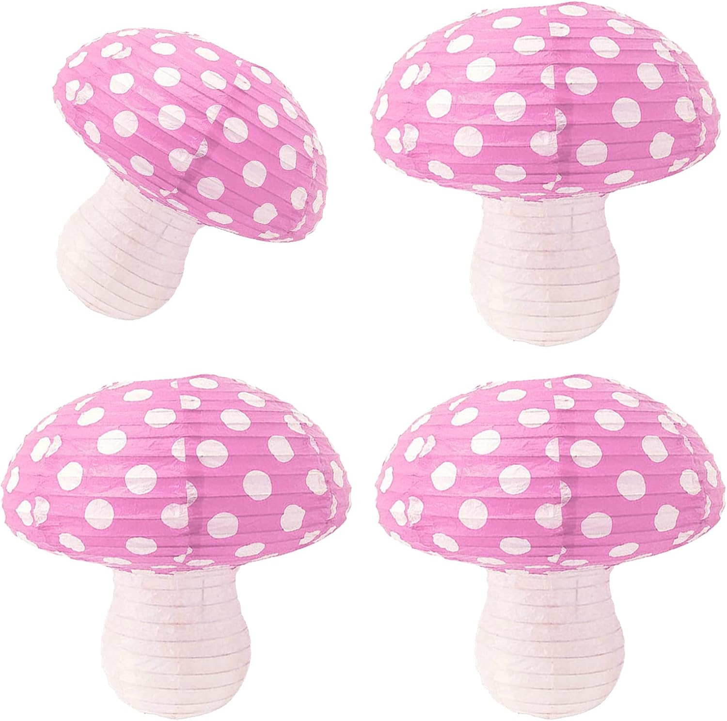 4Pcs Mushroom Shaped Paper Lanterns Hanging Mushroom Decoration Birthday Party Decor Cute Decoration for Jungle Wonderland Theme Party Garden Wedding Kids Room (Mushroom/Red)