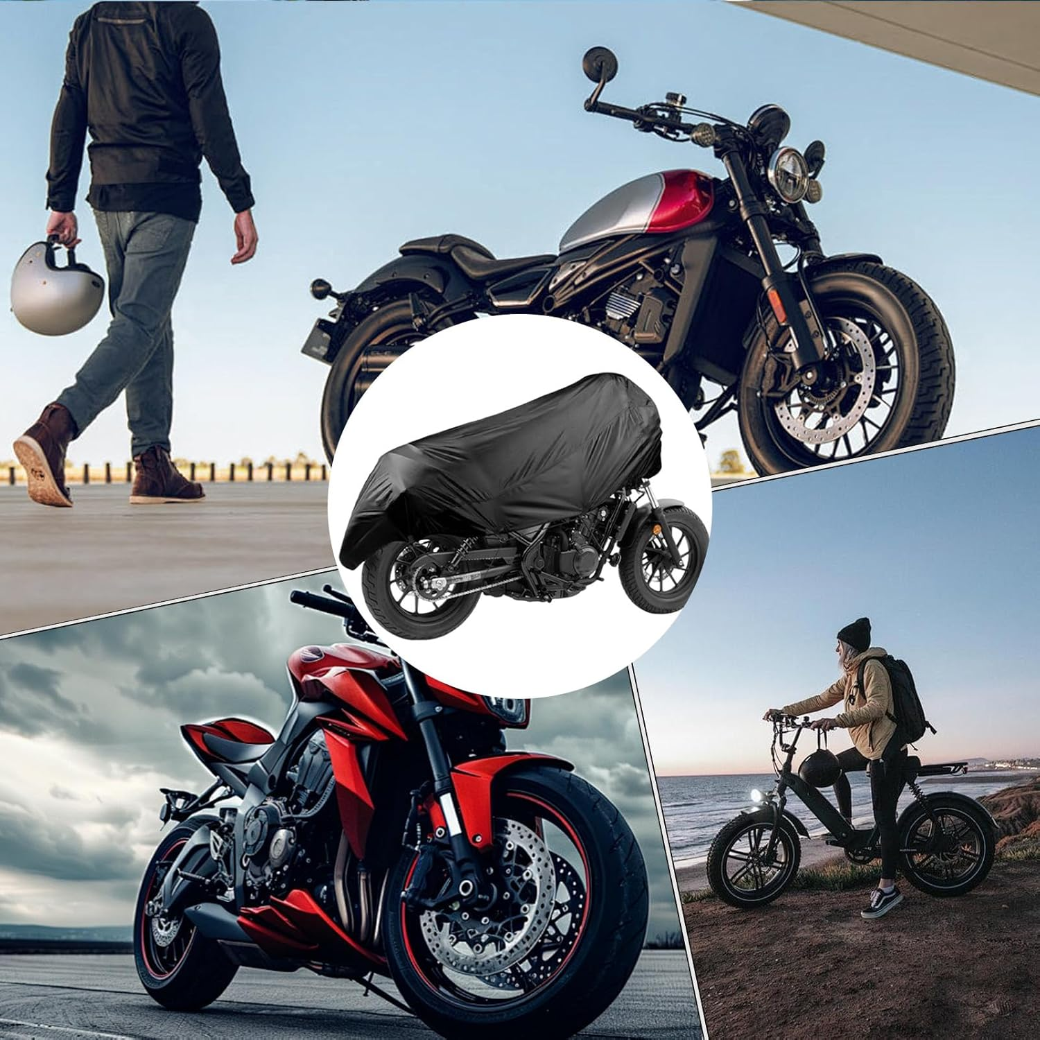 Outdoor Motorcycle Cover,Motorcycle Lightweight Half Cover Outdoor | Protector Rain Dustproof for Electric Vehicle Automotive Sun Protection All Season