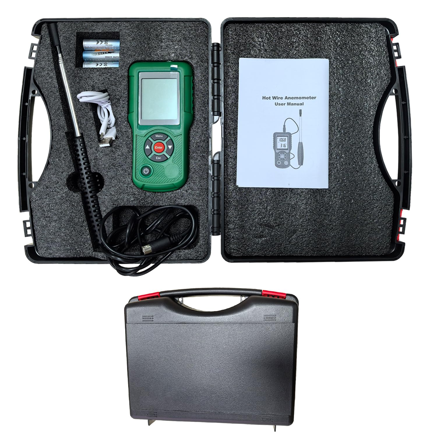 Professional Hot Wire Anemometer &ndash; Wind Speed Meter & Air Flow Measurement for HVAC, Measures CFM/CMM, Temperature (℃/℉), Ventilation Ducts, Fans | Auto-Off & Backlit LCD Display image number 3