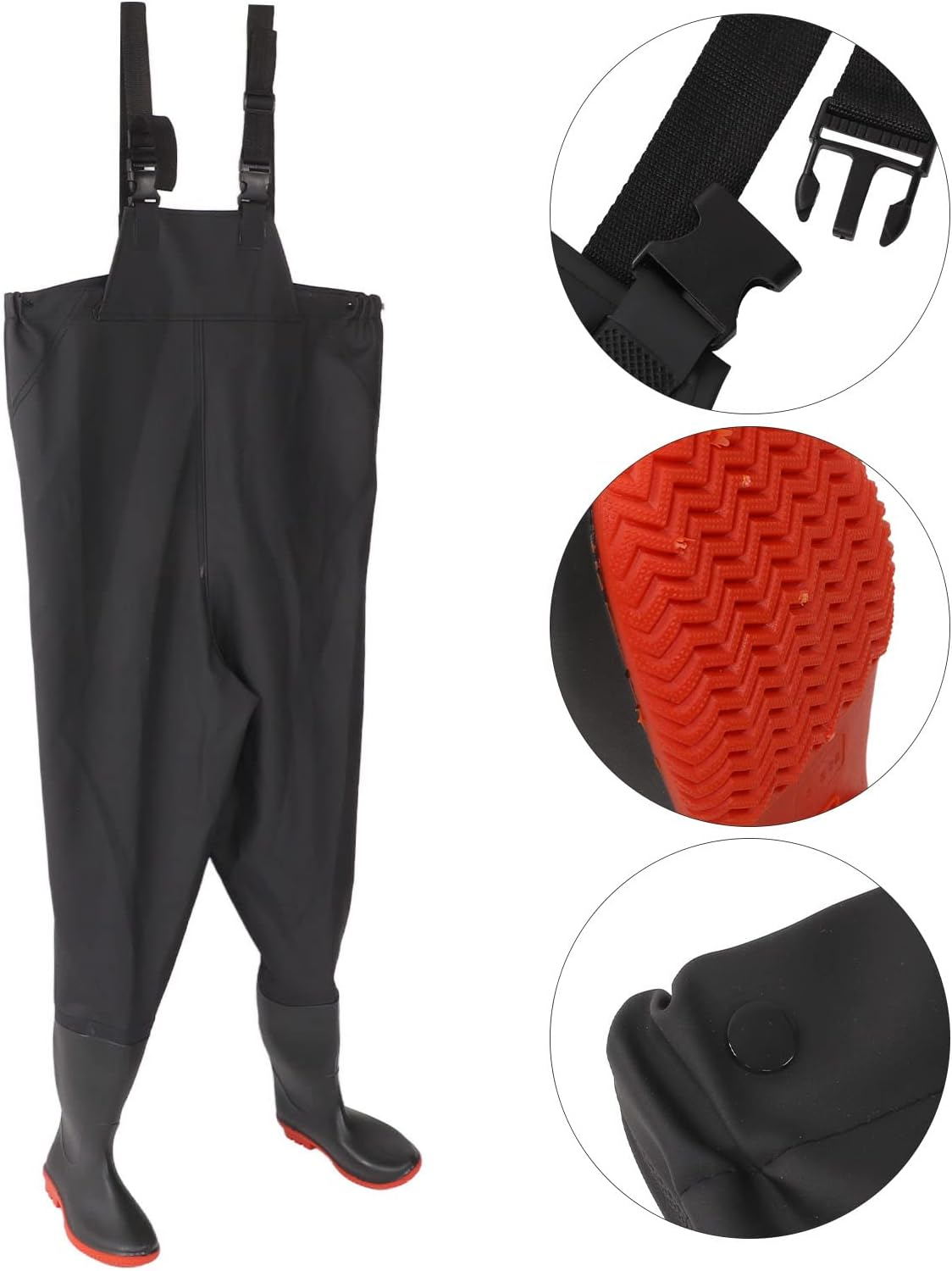 Chest Wading Pants, Soft Absorbent Sealed Stocking Foot Fishing Waders Thick for Outdoor (41 Size) image number 5